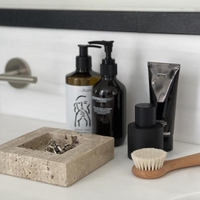 Plateau carré moderne en marbre travertin naturel écologique de la marque Stonekocc, à un seul niveau, pour le rangement de bijoux, pour la salle de bain, utilisation sur le bureau