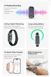 Bracelet sans écran KR96PRO en gros, Enregistreur de réunions IA, Fréquence cardiaque HRV, Suivi des règles féminines, 60+ jours d'autonomie, OEM - Product Image 5