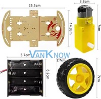 DIY 四轮驱动智能机器人汽车底盘套件，带 4 个 TT 电机、速度编码器和电池座，适用于 STEM 教育机器人学