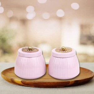 Frascos Redondos de Resina Rosa para Especias con Tapas Florales Doradas, Recipientes Herméticos para Almacenamiento de Cocina, Diseño Glamuroso para Regalos - Product Image 3