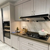Armoires de cuisine pour appartements hôteliers, vente en gros, OEM, ODM, contreplaqué résistant à l'humidité, panneaux ignifuges certifiés CE