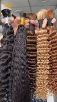 Lots de Cheveux Humains Remy Double Drawn en Gros et Cheveux Indiens Vierges Ondulés en Vrac Sans Trame pour Tresses 100g 8-40 Pouces