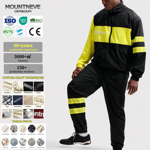 Retro <strong>90s</strong> Color Block <strong>Tracksuit</strong> 2 Piece Set Men Zip up Windbreaker Jacket Stand Collar Elastic Cuff Joggers ODM Production - Product Image 1