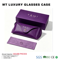 Étui de luxe rectangulaire en plastique rigide pour lunettes et lunettes de soleil avec motif imprimé, rangement en cuir PU et logo