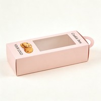 Custom LOGO Luxury Biscuit Cardboard Cookie Box with PVC Window Bakery Folding Shipping Box Donut Paper Display Box With Hanger