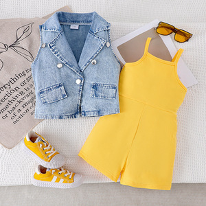 Completo Estivo per <span class=keywords><strong>Bambine</strong></span> 2 Pezzi, Giacca e Pantaloni in Denim, Set di <span class=keywords><strong>Abbigliamento</strong></span> Casual per Ragazze - Product Image 6
