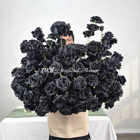 Bouquet de roses artificielles DKB de 80 cm, roses noires simulées, pour une décoration florale romantique pour une baby shower
