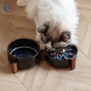 Ensemble de <span class=keywords><strong>gamelles</strong></span> <span class=keywords><strong>surélevées</strong></span> en céramique DRH <span class=keywords><strong>pour</strong></span> chiens et chats, avec support en bois d'acacia, <span class=keywords><strong>pour</strong></span> nourriture et eau - Product Image 3