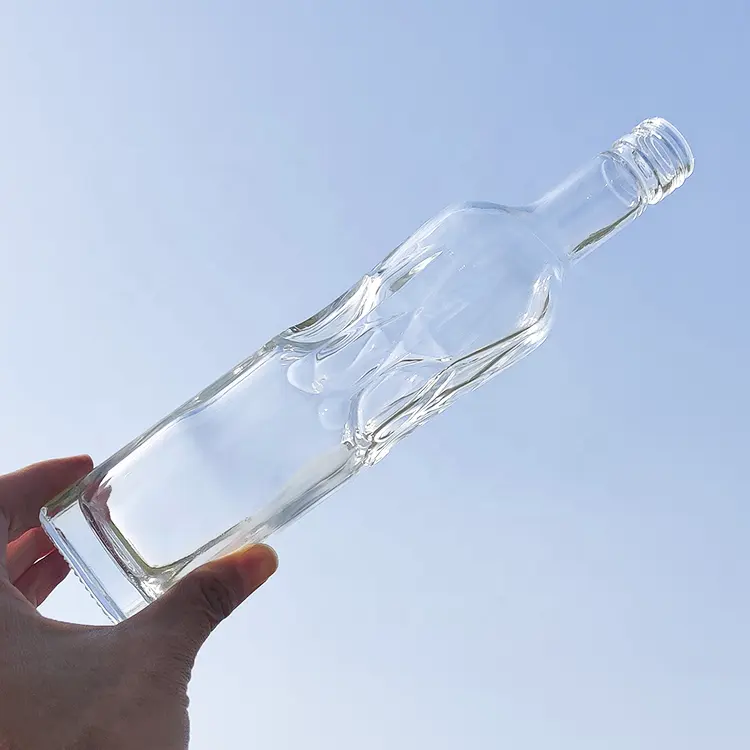 Bottiglia di vetro Impianto di Produzione Su Misura di Bevande A Vite Bottiglia di Sughero di Acqua Piccolo Frosted Decorativa Soda 300ml di Succo di Bottiglia di Vetro