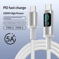 Kabel Data Pengisian Cepat 100W PD dengan Layar Digital dan Konektor Dual Type-C