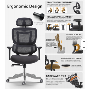 Silla Ejecutiva <span class=keywords><strong>de</strong></span> Oficina <span class=keywords><strong>de</strong></span> Alta <span class=keywords><strong>Calidad</strong></span>, Estilo Malla, Control <span class=keywords><strong>de</strong></span> Cable, Giratoria, con Características <span class=keywords><strong>de</strong></span> Hierro, Acero, Nailon, Plástico PA, BIFMA - Product Image 6