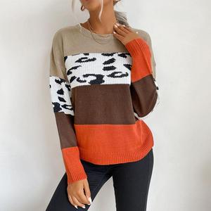 Nuovo Maglione Invernale da Donna con Stampa <span class=keywords><strong>Leopardata</strong></span> e Inserti Lavorati a <span class=keywords><strong>Maglia</strong></span>, Taglie Grandi - Product Image 3
