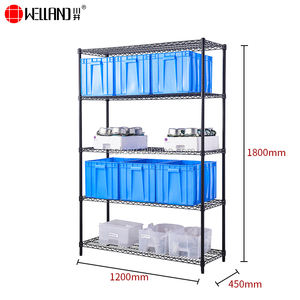 מדפי מתכת מצופים אפוקסי שחור לאחסון, ניקוי אבק, למפעלים וסדנאות, במחיר זול, מיצרן מדפים. - Product Image 2