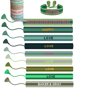 Thời Trang Biểu Tượng Tùy Chỉnh Thêu Tình Bạn Bện Vòng Đeo Tay Có Thể Điều Chỉnh Dệt Tua Màu Cam Và Màu Xanh Lá Cây Vòng Đeo Tay - Product Image 1