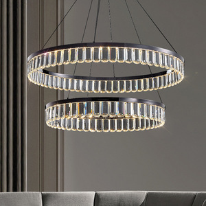 โคมไฟระย้าเพดานดีไซน์หรูหราทันสมัย ตกแต่งบ้าน ห้องครัว ห้องรับประทานอาหาร โคมไฟคริสตัลรูปทรงคลื่นสีดำ - Product Image 6