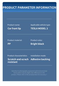 Yüksek kaliteli üç aşamalı ön kürek difüzör kolay kurulum PP gövde kiti Tesla modeli <span class=keywords><strong>3</strong></span> için dış araba aksesuarları - Product Image 6