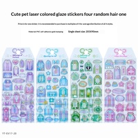 Pegatinas Epoxi con Estampado Láser, Etiquetas de la Suerte Japonesas, Calcomanías 3D Transparentes y Relieve para Decorar Tazas y Diarios