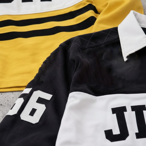 Herstelleranfertigung Patchwork Colorblock Siebdruck Herren French Terry Boxy Cropped Langarm-Poloshirt für Männer - Product Image 2