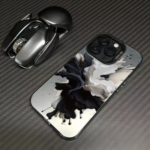 Splash inchiostro bianco nero stampa placcato argento chiave TPU PC custodia per <span class=keywords><strong>Iphone</strong></span> 8 <span class=keywords><strong>X</strong></span> Xr Xs 11 12 13 14 15 16 Pro 17 - Product Image 3