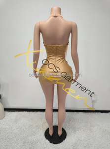 MF Shiny Rhinestone Mujeres 2025 Halter Backless Tassel Cadenas Low Cut Sexy Bodycon Mini Party Club Vestidos - Product Image 4