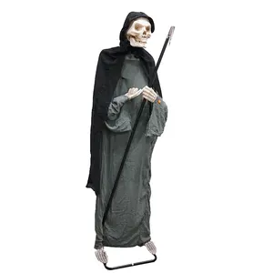 Horror Ornaments Voice Induction Control Animated Scythe Reaper For Halloween