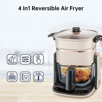 Friteuse à Air Numérique en Acier Inoxydable de Fabrication 4.5L, Friteuse à Vapeur Électrique en Verre Sans Huile