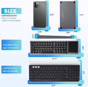 teclado inalámbrico para portatil novo sem fio dobrável teclados portátil mini teclado  teclado dobrável sem fio com touchpad - Product Image 4