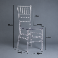 Chaise empilable en plastique transparent, chaise de banquet en acrylique transparente pour réception d'hôtel, fête