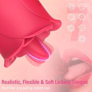 Stimulateur sexuel rose 4 en 1 pour lécher le clitoris, vibromasseur et gode anal, jouets sexuels pour adultes pour femmes - Product Image 4