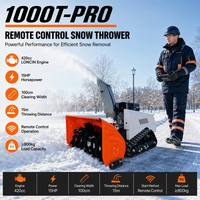 Souffleuse à neige télécommandée à chenilles en caoutchouc VOL-1000T-Pro pour utilisation sur allées, routes et parkings commerciaux avec moteur à essence de 15 CV