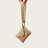 Porte-clés en cuir Lanière de poignet à la mode Porte-cartes de crédit Portefeuille mince minimaliste Pochette de clés personnalisée