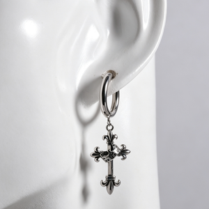 Unisex Punk Hip Hop <span class=keywords><strong>Goth</strong></span> Kreolen Kreuz-Anhänger Piercing-Schmuck Edelstahl Hypoallergene Ohrringe für Männer und Frauen - Product Image 4