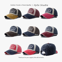 Topi Baseball 6 Panel Adjustable Bahan Denim Katun 100% Vintage Washed, Model Trendy,  Membentuk Wajah Ramping, Bestseller Lintas Negara