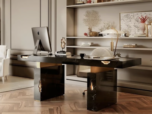Sassanid OEM nhà văn phòng ý nghệ thuật Deco đồ nội thất Đế Chế đen bằng đá cẩm thạch viết bàn - Product Image 3