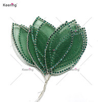 Fleur en fil métallique 3D avec strass, feuille de 8 cm pour robe de mariée, WHD-130
