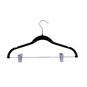 공장 공간 절약형 벨벳 블랙 옷걸이 클립형 팬츠 & 스커트 옷걸이 - Product Image 1