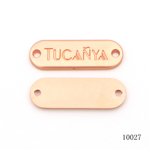 Etiqueta de <span class=keywords><strong>Metal</strong></span> Cuadrada Color Oro Rosa, Placa de Aleación de Zinc para Herrajes de Bolsos - Product Image 2