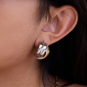 <b>Cuff</b> <b>Earrings</b> 18K Gold Stainless Steel Geometric Design Everyday Wear JDE0306080-PS - Product Image 2