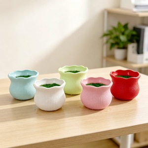 Mini pot en plastique à grille 5 cm pour plantes artificielles, décoration intérieure, jardinière colorée pour petites plantes en pot - Product Image 1
