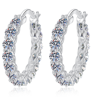 Boucles d'oreilles créoles personnalisées en moissanite, argent sterling 925, moissanite de grade D, boucles d'oreilles créoles huggie pour femmes