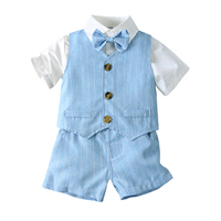Ensembles de Vêtements d'Été pour Enfants en Gros, Costumes Formels, Robes de Fête pour Enfants, Tenues pour Tout-Petits, Ensembles de Vêtements en Coton pour Bébés Garçons et Filles avec Gilet