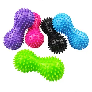 Linefar tập thể dục mới Silicone Đôi Lacrosse đậu phộng Massage Bóng tập thể dục đậu phộng hình dạng thư giãn cơ fascia plantar acupoin