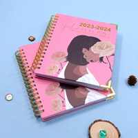 Agenda Planificateur à Spirale Personnalisé, Cahier Wire-O en Lin Doré, Reliure Spirale, Accepte Logo Personnalisé, 200 Feuilles