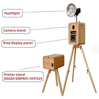 2026 Machine photobooth portable en bois double face pour appareils photo reflex/numériques, avec support d'imprimante en libre-service pour mariages et événements