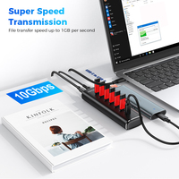 RSHTECH 7-in-1 Powered USB C HUB 10Gbps Hub USB 3.1 Tipe C Kecepatan Tinggi untuk Perangkat Tipe-C Laptop Macbook Pro
