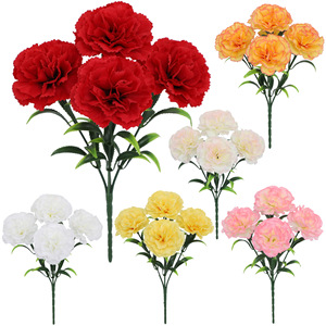 Bouquet de carnations artificielles Guanyi, fleurs en soie réalistes, décoration de mariage et de maison, ensemble de 5 couleurs - Product Image 1