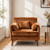 Fauteuil de lecture moderne surdimensionné 43 pouces en chenille verte avec dossier matelassé et passepoil, accoudoirs rembourrés, pieds en bois, en PU, pour salon