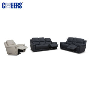 MANWAH CHEERS 321 Juego de sofá reclinable moderno de cuero genuino con altavoces Bluetooth Almacenamiento Apartamento Muebles de sala de estar - Product Image 3