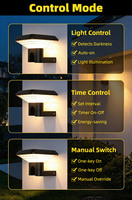 Lampe murale solaire carrée en aluminium moulé sous pression avec abat-jour en PC, installation murale facile pour jardin extérieur, villa
