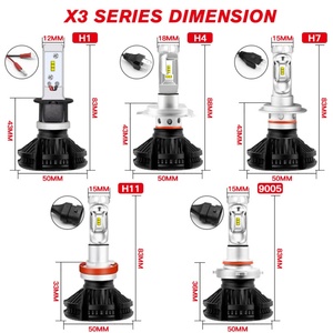 ไฟหน้ารถยนต์ LED X3 รุ่น H1 H3 H7 H11 9005 9006 H4 อุปกรณ์ตกแต่งรถยนต์ - Product Image 2